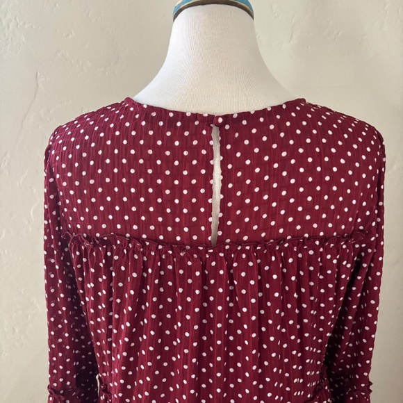 V Ery J Polka Dot Dress in Burgundy Medium - Picture 6 of 8